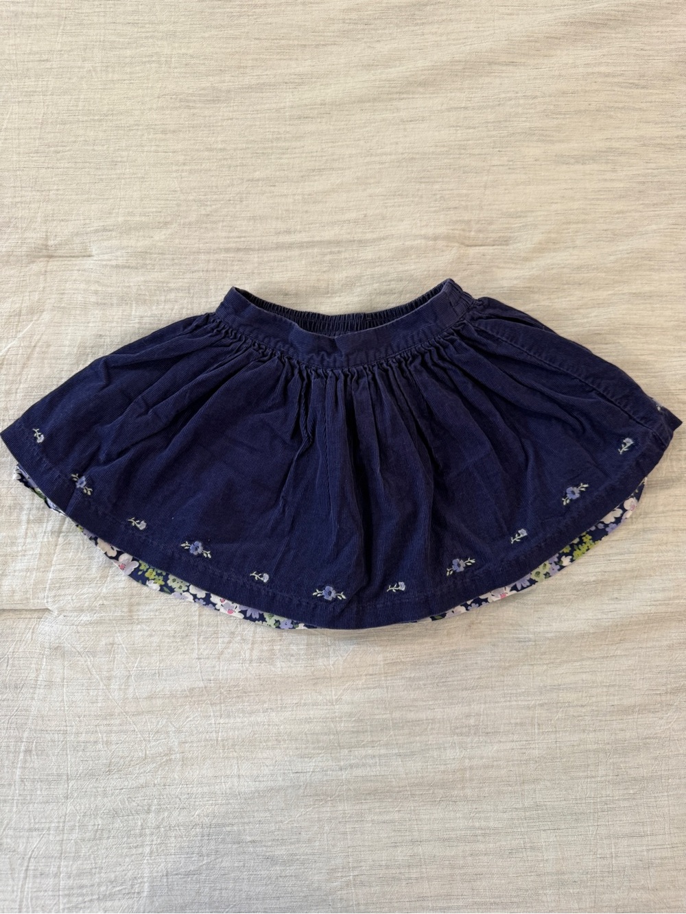 Janie and Jack Navy Floral-Trim Skater Skirt